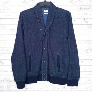 Penny Stock Mens Snap Front Cardigan L Blue Lined 715A